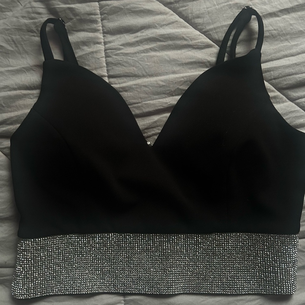 Black entry top with rhinestones